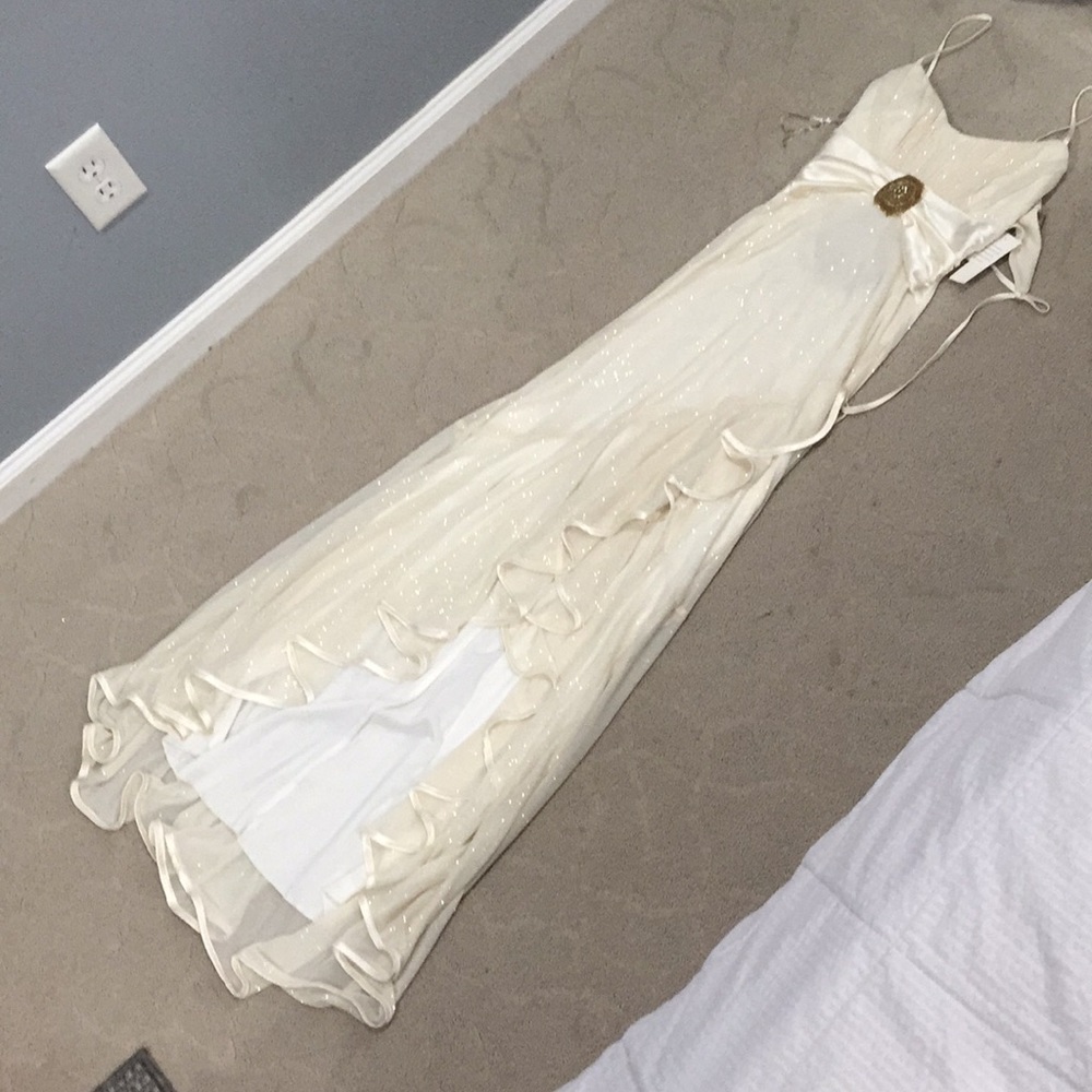 Cream Glittery Prom Dress